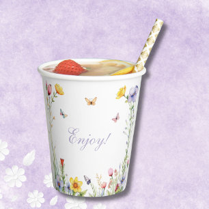 Gobelets En Papier Fête des mariées Fleur sauvage d'été Boho