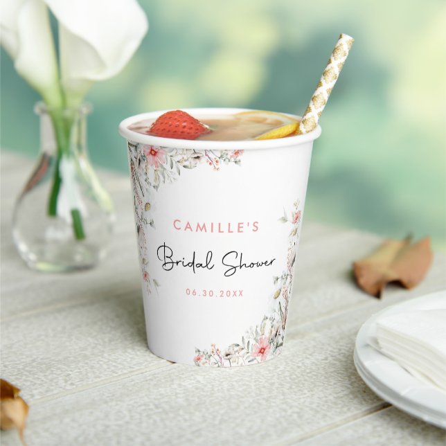 Gobelets En Papier Fête des mariées florale (Insitu)