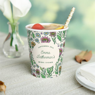 Gobelets En Papier Fête des mariées florale scandinave Pastel