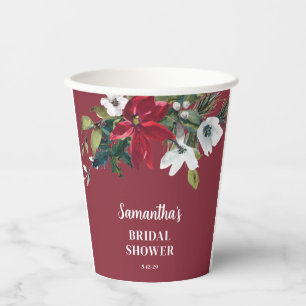 Gobelets En Papier Fête des mariées Poinsettia d'hiver