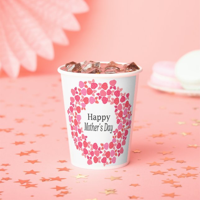 Gobelets En Papier Fête des mères de Bouquet rose (Insitu)