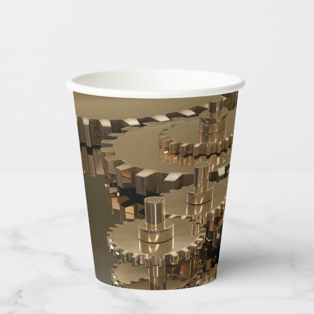 Gobelets En Papier Fête des pères à l’engrenage (Recto)