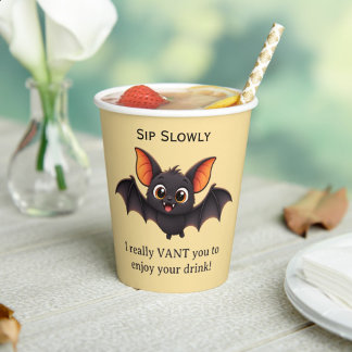Gobelets En Papier Fête d'Halloween drôle de chauve-souris vampire