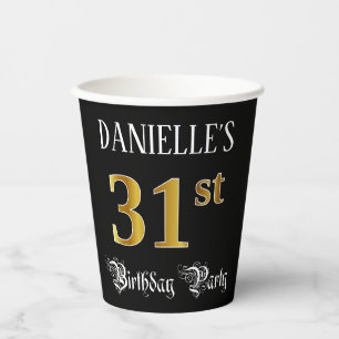 Gobelets En Papier Fête du 31e anniversaire — Script fantaisie, Faux 