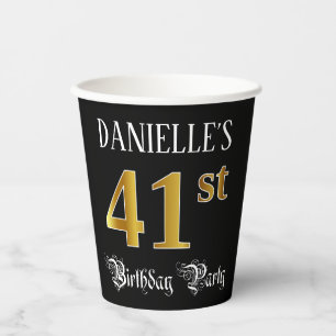 Gobelets En Papier Fête du 41e anniversaire — Script fantaisie, Faux 