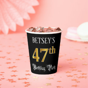 Gobelets En Papier Fête du 47e anniversaire — Script fantaisie, Faux