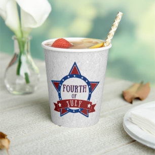 Gobelets En Papier Fête du 4 juillet avec paillettes