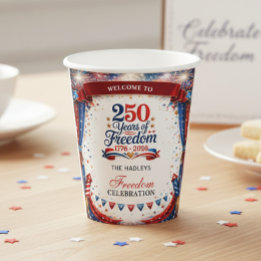 Gobelets En Papier Fête du 4 juillet rouge blanc bleu