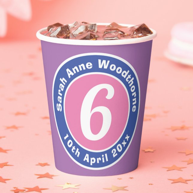 Gobelets En Papier Fête du 6e anniversaire de l'enfant (Créateur téléchargé)