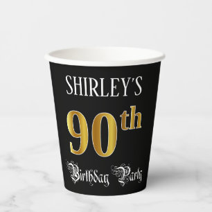 Gobelets En Papier Fête du 90e anniversaire — Script fantaisie, Fa