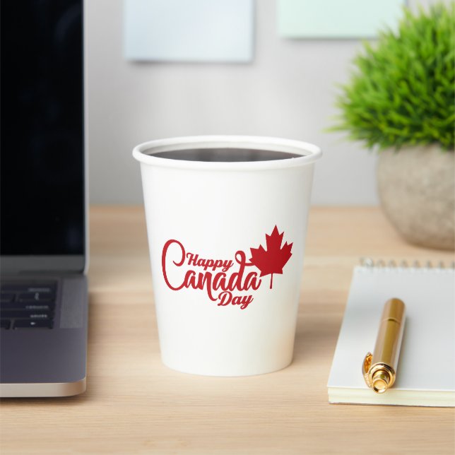 Gobelets En Papier Fête du Canada avec feuille d'érable (Insitu)