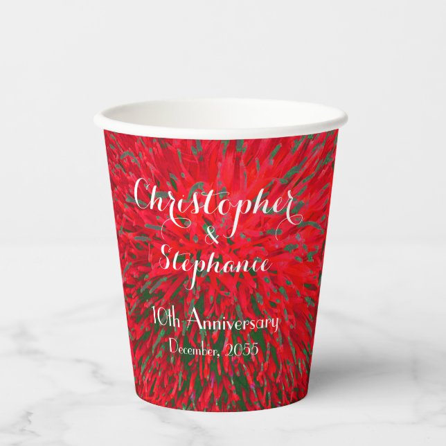 Gobelets En Papier Fête du Mariage de Noël Red Green (Recto)