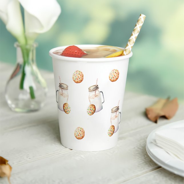 Gobelets En Papier Fête du premier anniversaire du lait et des biscui (Créateur téléchargé)