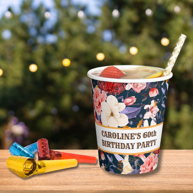 Gobelets En Papier Fête Florale Bohème Élégante (Créateur téléchargé)