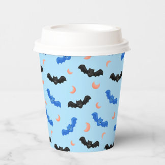 Gobelets En Papier Fête Mignonne Chauve-Souris Bleu Pastel Effrayante