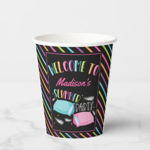 Gobelets En Papier Fête Pyjama Néo Arc-en-ciel Personnalisée