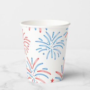 Gobelets En Papier Feu d'artifice aquarelle Parti du 4 juillet