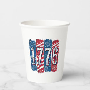 Gobelets En Papier Feu d'artifice patriotique vintage 1776 Vector Des
