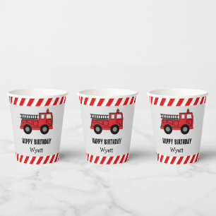 Gobelets En Papier Feu rouge Camion Anniversaire