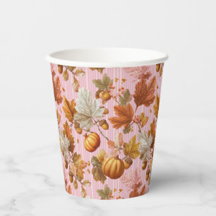Gobelets En Papier Feuilles d'automne et Citrouilles Motif sans coutu