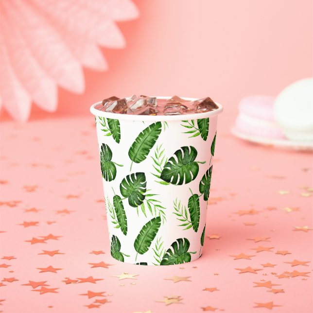 Gobelets En Papier Feuilles de jungle tropicale verdure fête botaniqu (Insitu)