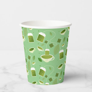 Gobelets En Papier Feuilles de sac à thé vert à motifs