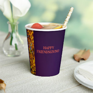 Gobelets En Papier Feuilles violets foncés Thanksgiving Friendsgiving