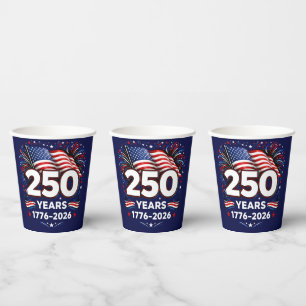 Gobelets En Papier Feux d'artifice patriotiques 250 ans d'indépendanc