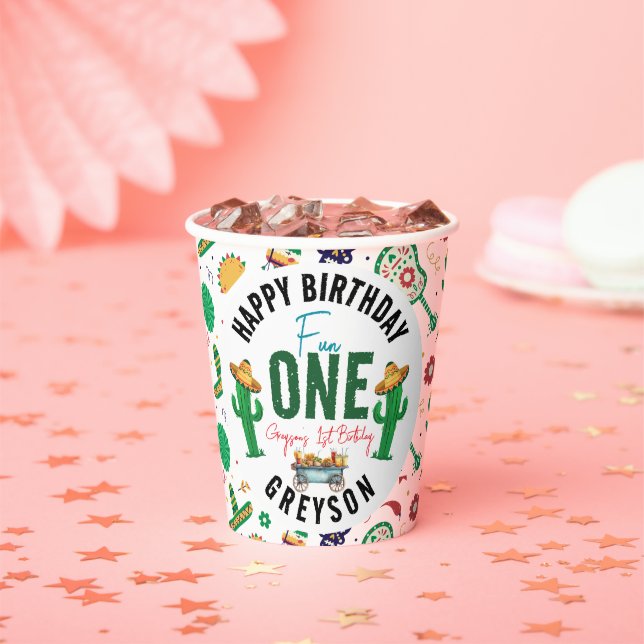 Gobelets En Papier Fiesta d'abord | 1ère fête d'anniversaire (Insitu)