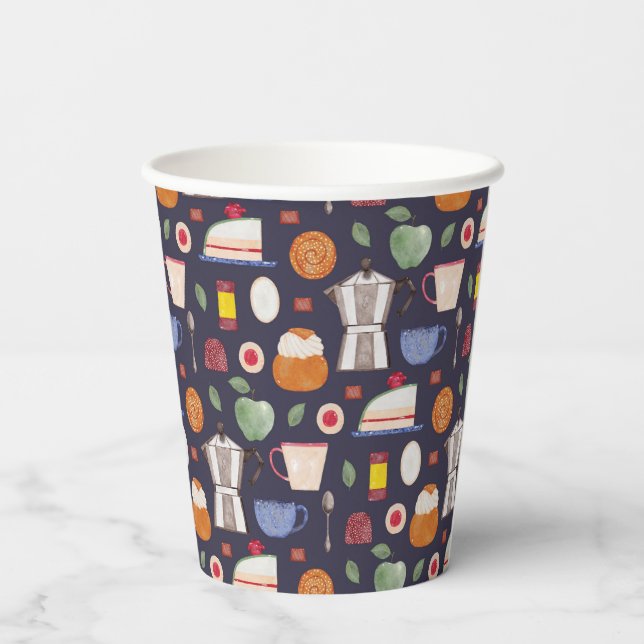 Gobelets En Papier Fika (Eclipse) - Motif d'aquarelle (Verso)