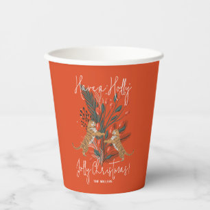 Gobelets En Papier Filière de Noël & Tigres Holly Jolly Noël