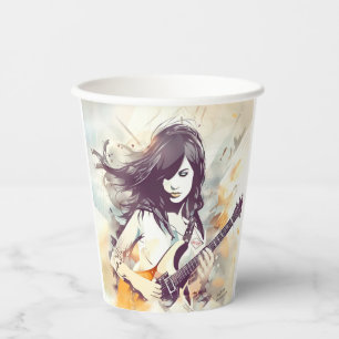 Gobelets En Papier Fille avec musique rock vibes