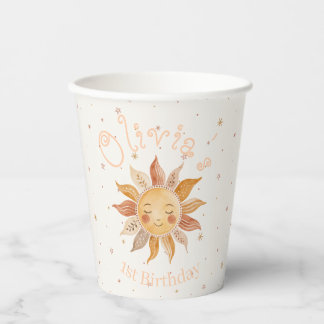 Gobelets En Papier Fille Boho Sun 1er anniversaire