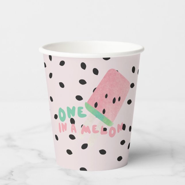 Gobelets En Papier Fille d'anniversaire de la pastèque mignonne / Un  (Recto)