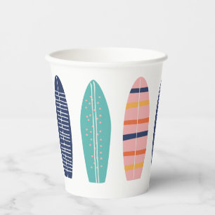 Gobelets En Papier Fille de la plage rétro Surfboard Surfs Up
