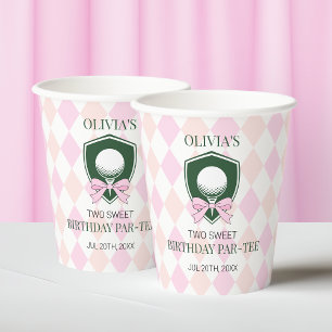 Gobelets En Papier Fille Golf Rose Deux Douce 2ème Fête d'Anniversair