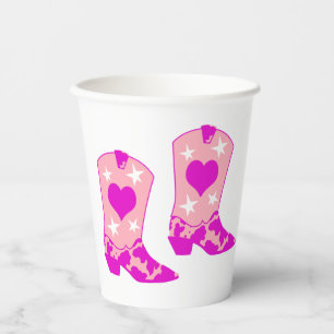 Gobelets En Papier Fille moderne fille fille Western Yeehaw Boot Blan