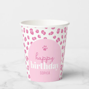 Gobelets En Papier Fille sauvage personnalisée rose Anniversaire heur