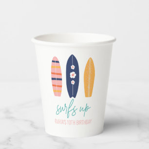 Gobelets En Papier Fille Surfboard Beach anniversaire