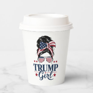 Gobelets En Papier Fille Trump Bun Méssy Trump 2024 Élection Américai