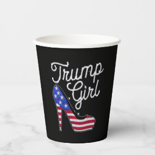 Gobelets En Papier Fille Trump Chaussure à Talon Haut Drapeau América