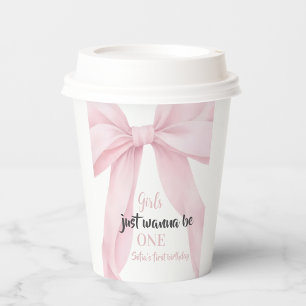 Gobelets En Papier Filles à ruban rose N'ont qu'une envie être UNE Pr