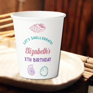 Gobelets En Papier Filles Coquillages Anniversaire