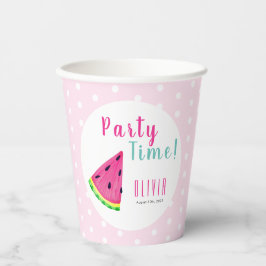 Gobelets En Papier Filles de pastèque rose mignonne anniversaire