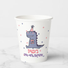 Filles Dino-Mite Coupe de papier d'anniversaire