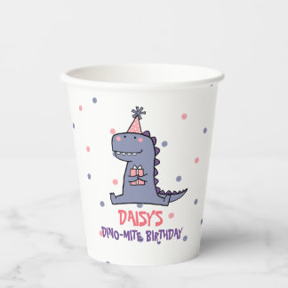 Gobelets En Papier Filles Dino-Mite Coupe de papier d'anniversaire