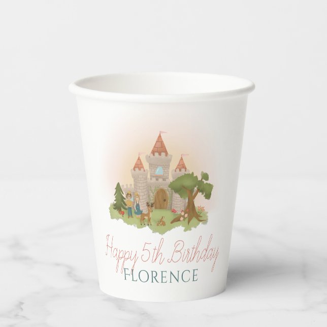 Gobelets En Papier Filles Fairytale Princess Castle Anniversaire de e (Recto)