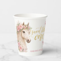 Filles Fleur rose Cheval 1er Anniversaire