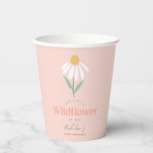 Gobelets En Papier Filles Fleur sauvage rose Anniversaire de enfant