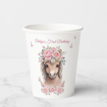 Filles Mignon Rose Floral Cheval Anniversaire